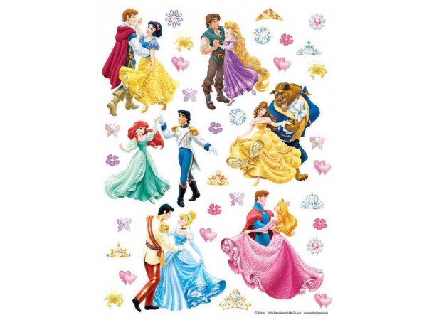 Hercegnők és szerelmük falmatrica gyerekszobába (65 x 85 cm)